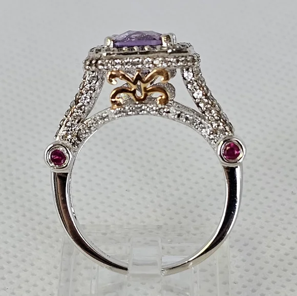 Genuine Carol Brodie Rarities Amethyst & Rubies Sterling Silver Ring Size 9! - Picture 4 of 16